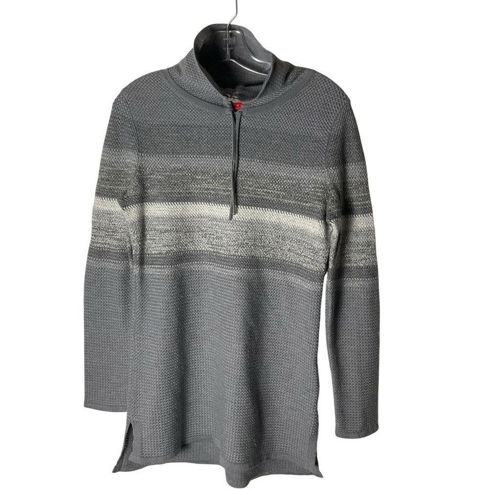 Krimson Klover Sweater Tunic Size Small Gray Stripe Mock-Neck Pullover Merino